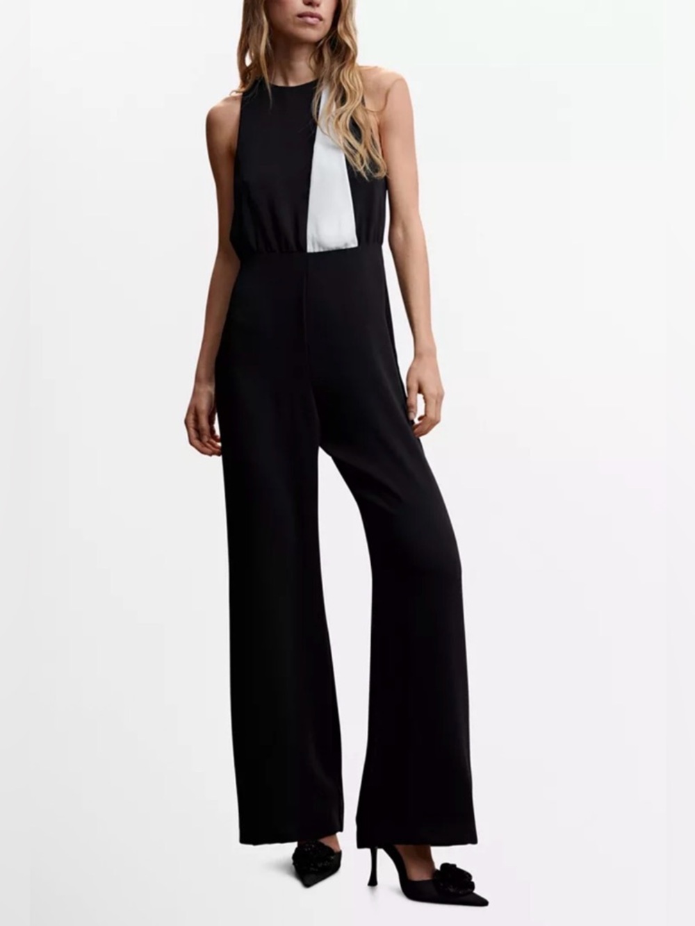 Mango Women's Bicolor black and white Long Jumpsuit size M